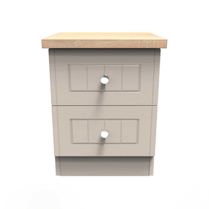 Lynton Ready Assembled 2 Drawer Bedside Cabinet in Kashmir Ash & Bardolino Oak
