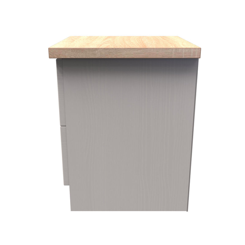 Lynton Ready Assembled 2 Drawer Bedside Cabinet in Kashmir Ash & Bardolino Oak