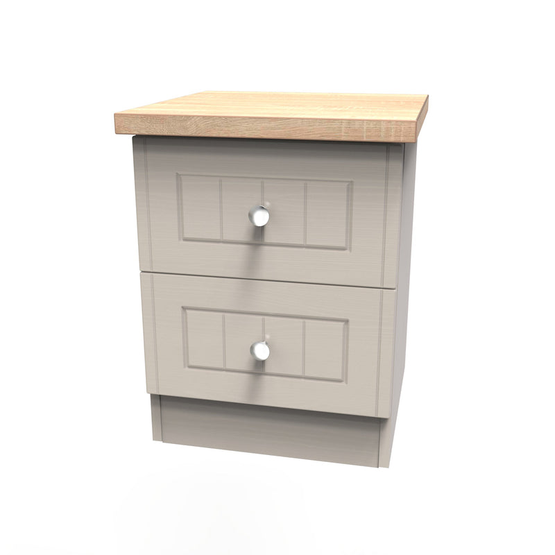 Lynton Ready Assembled 2 Drawer Bedside Cabinet in Kashmir Ash & Bardolino Oak
