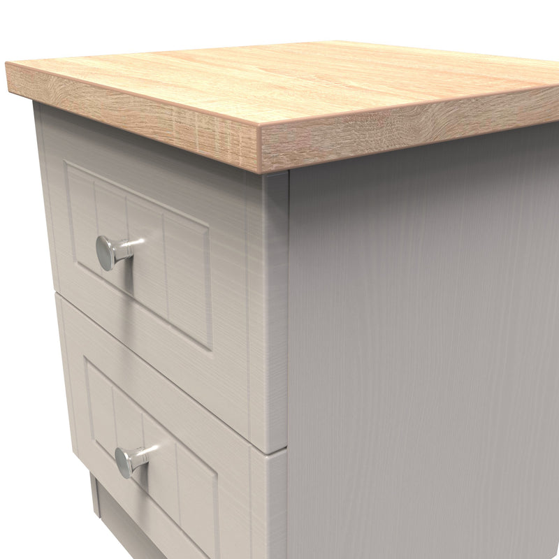 Lynton Ready Assembled 2 Drawer Bedside Cabinet in Kashmir Ash & Bardolino Oak