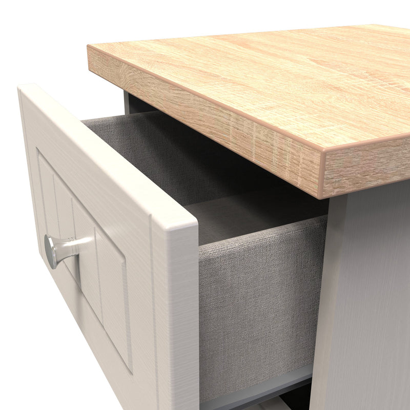Lynton Ready Assembled 2 Drawer Bedside Cabinet in Kashmir Ash & Bardolino Oak