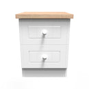 Lynton Ready Assembled 2 Drawer Bedside Cabinet in Porcelain Ash & Bardolino Oak