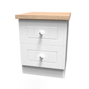 Lynton Ready Assembled 2 Drawer Bedside Cabinet in Porcelain Ash & Bardolino Oak
