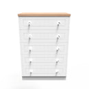 Lynton Ready Assembled 5 Drawer Chest In Porcelain Ash & Bardolino Oak