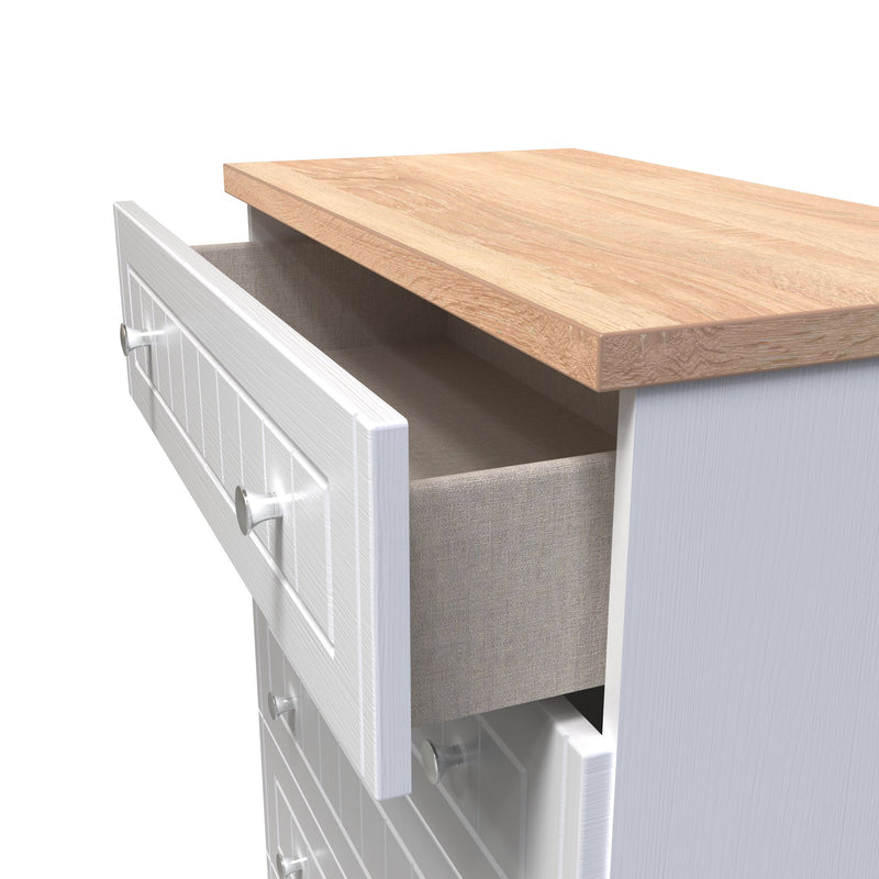 Lynton Ready Assembled 5 Drawer Chest in Porcelain Ash & Bardolino Oak