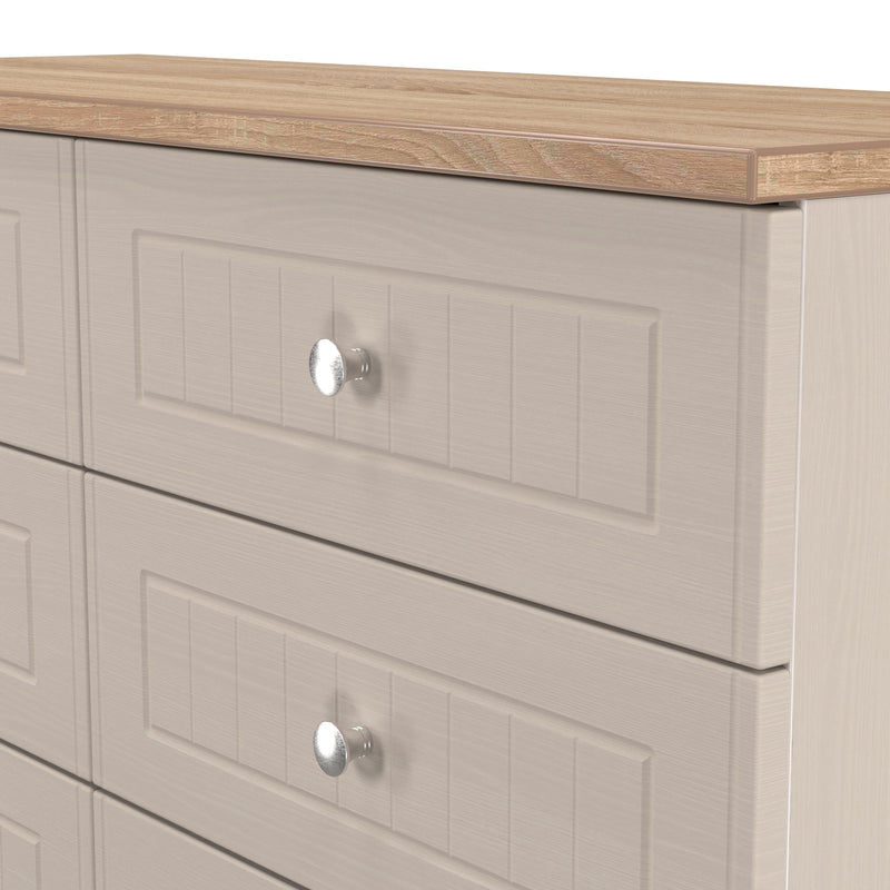 Lynton Ready Assembled 6 Drawer Wide Chest in Kashmir Ash & Bardolino Oak