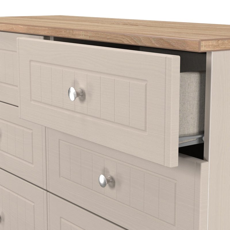 Lynton Ready Assembled 6 Drawer Wide Chest in Kashmir Ash & Bardolino Oak