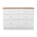 Lynton Ready Assembled 6 Drawer Wide Chest in Porcelain Ash & Bardolino Oak