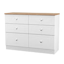 Lynton Ready Assembled 6 Drawer Wide Chest in Porcelain Ash & Bardolino Oak
