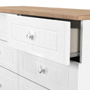 Lynton Ready Assembled 6 Drawer Wide Chest in Porcelain Ash & Bardolino Oak