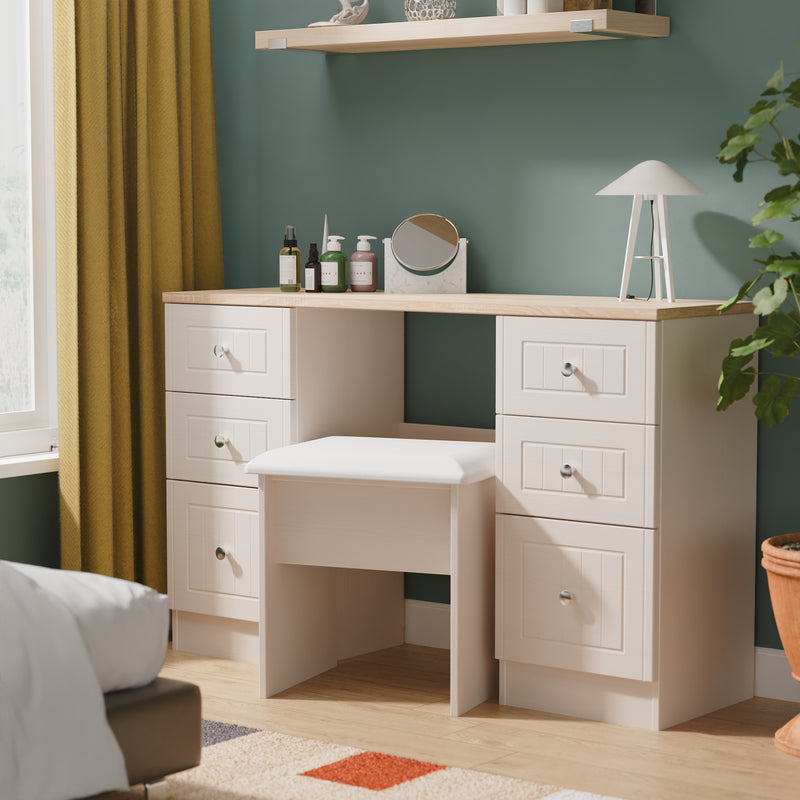 Lynton Ready Assembled Double Pedestal Desk in Kashmir Ash & Bardolino Oak
