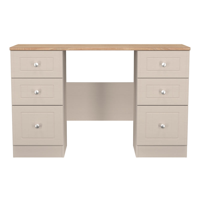 Lynton Ready Assembled Double Pedestal Desk in Kashmir Ash & Bardolino Oak