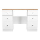 Lynton Ready Assembled Double Pedestal Desk In Porcelain Ash & Bardolino Oak