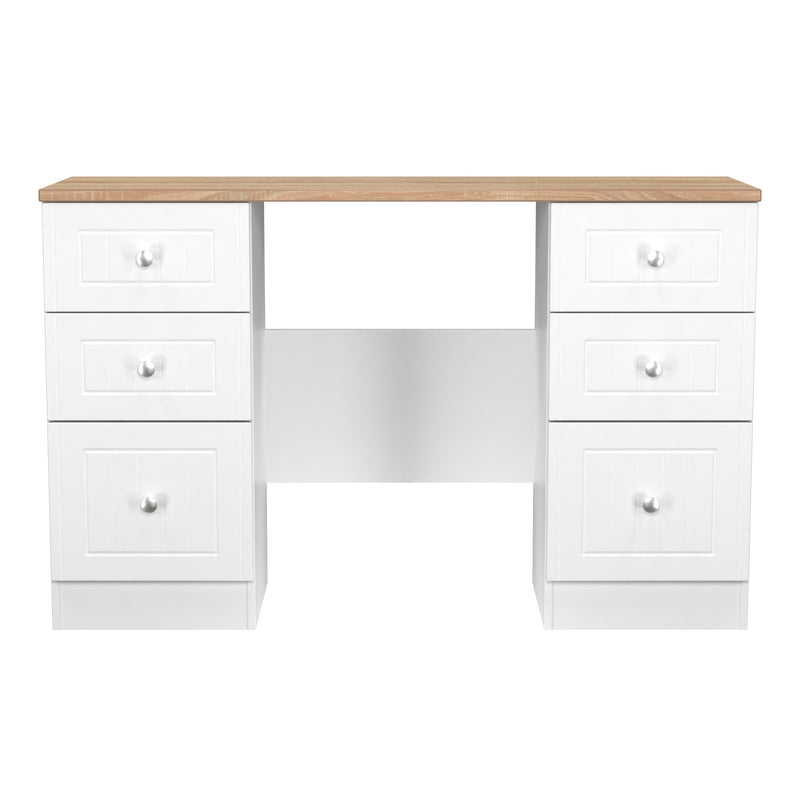 Lynton Ready Assembled Double Pedestal Desk in Porcelain Ash & Bardolino Oak