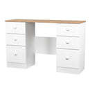 Lynton Ready Assembled Double Pedestal Desk In Porcelain Ash & Bardolino Oak