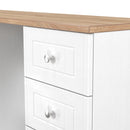 Lynton Ready Assembled Double Pedestal Desk In Porcelain Ash & Bardolino Oak