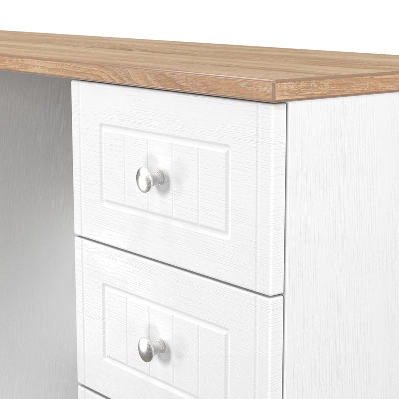 Lynton Ready Assembled Double Pedestal Desk in Porcelain Ash & Bardolino Oak