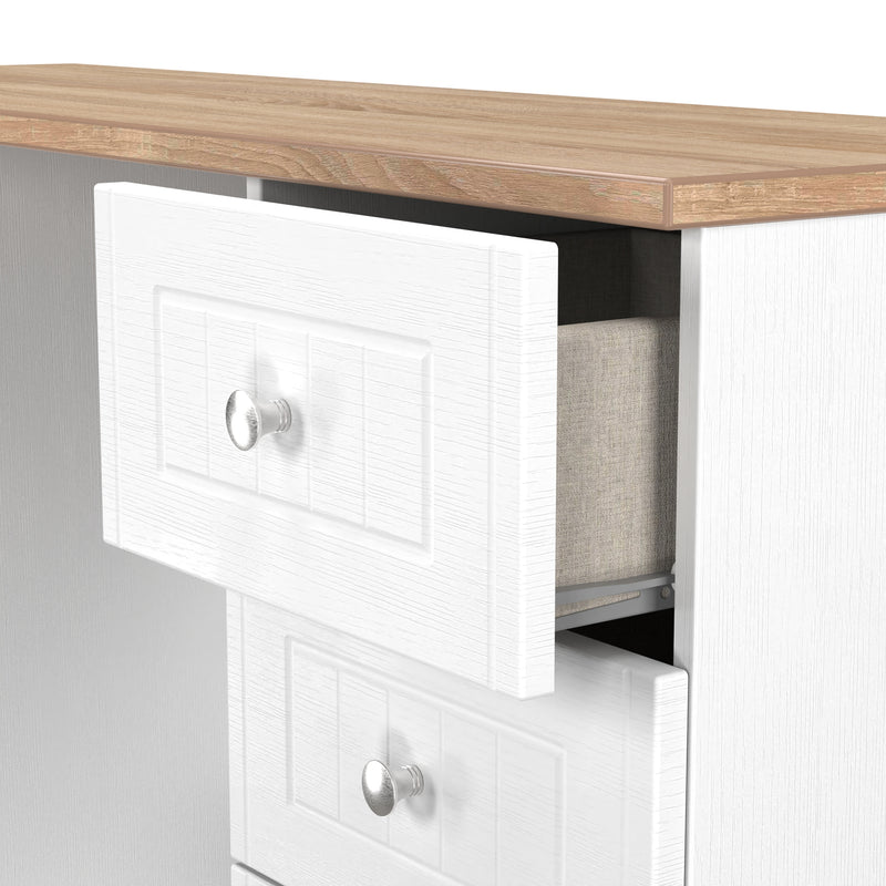 Lynton Ready Assembled Double Pedestal Desk in Porcelain Ash & Bardolino Oak
