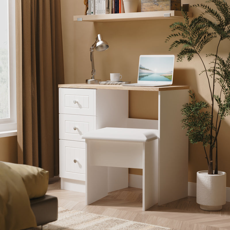 Lynton Ready Assembled Vanity In Porcelain Ash & Bardolino Oak