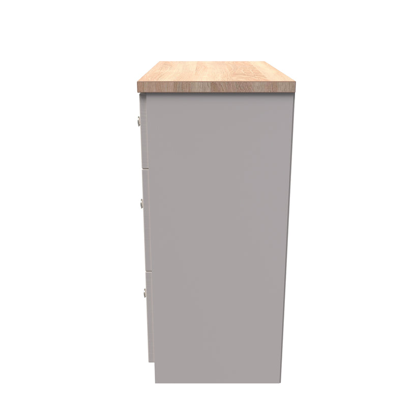 Lynton Ready Assembled 3 Drawer Deep Chest in Kashmir Ash & Bardolino Oak