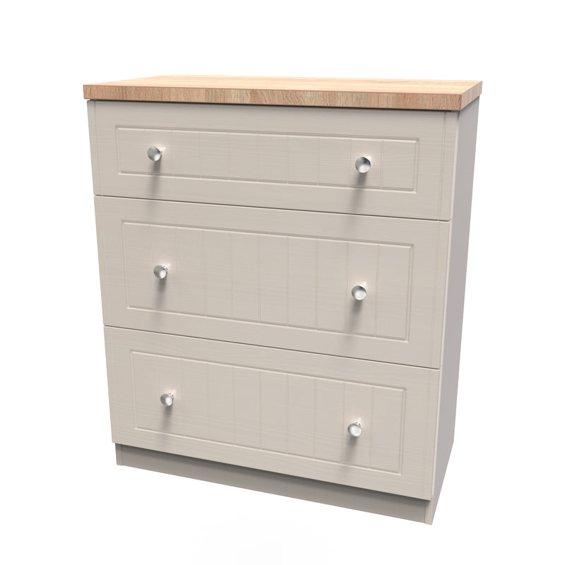 Lynton Ready Assembled 3 Drawer Deep Chest in Kashmir Ash & Bardolino Oak
