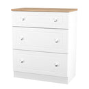 Lynton Ready Assembled 3 Drawer Deep Chest In Porcelain Ash & Bardolino Oak