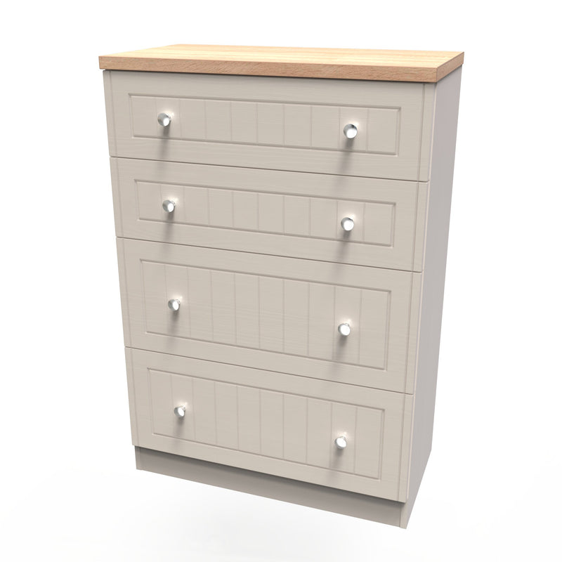 Lynton Ready Assembled 4 Drawer Deep Chest in Kashmir Ash & Bardolino Oak