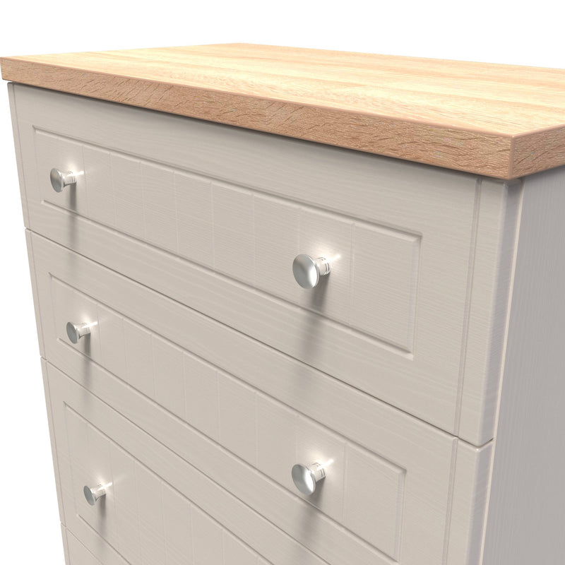 Lynton Ready Assembled 4 Drawer Deep Chest in Kashmir Ash & Bardolino Oak