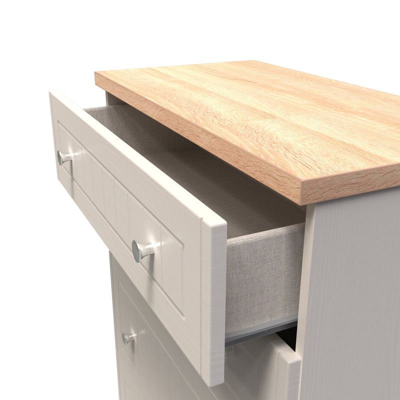 Lynton Ready Assembled 4 Drawer Deep Chest in Kashmir Ash & Bardolino Oak