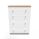 Lynton Ready Assembled 4 Drawer Deep Chest in Porcelain Ash & Bardolino Oak
