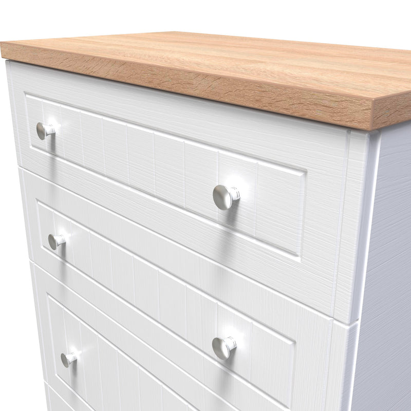 Lynton Ready Assembled 4 Drawer Deep Chest in Porcelain Ash & Bardolino Oak