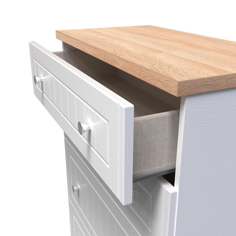 Lynton Ready Assembled 4 Drawer Deep Chest in Porcelain Ash & Bardolino Oak