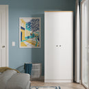 Lynton Ready Assembled 2 Door Wardrobe In Porcelain Ash & Bardolino Oak