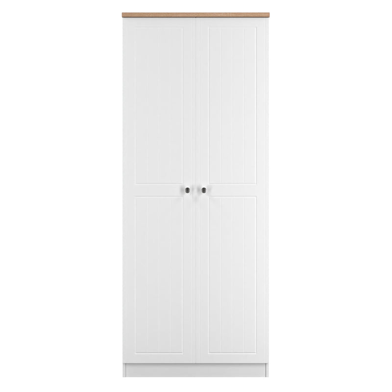 Lynton Ready Assembled 2 Door Wardrobe In Porcelain Ash & Bardolino Oak