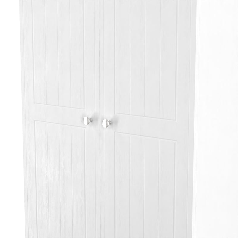 Lynton Ready Assembled 2 Door Wardrobe In Porcelain Ash & Bardolino Oak