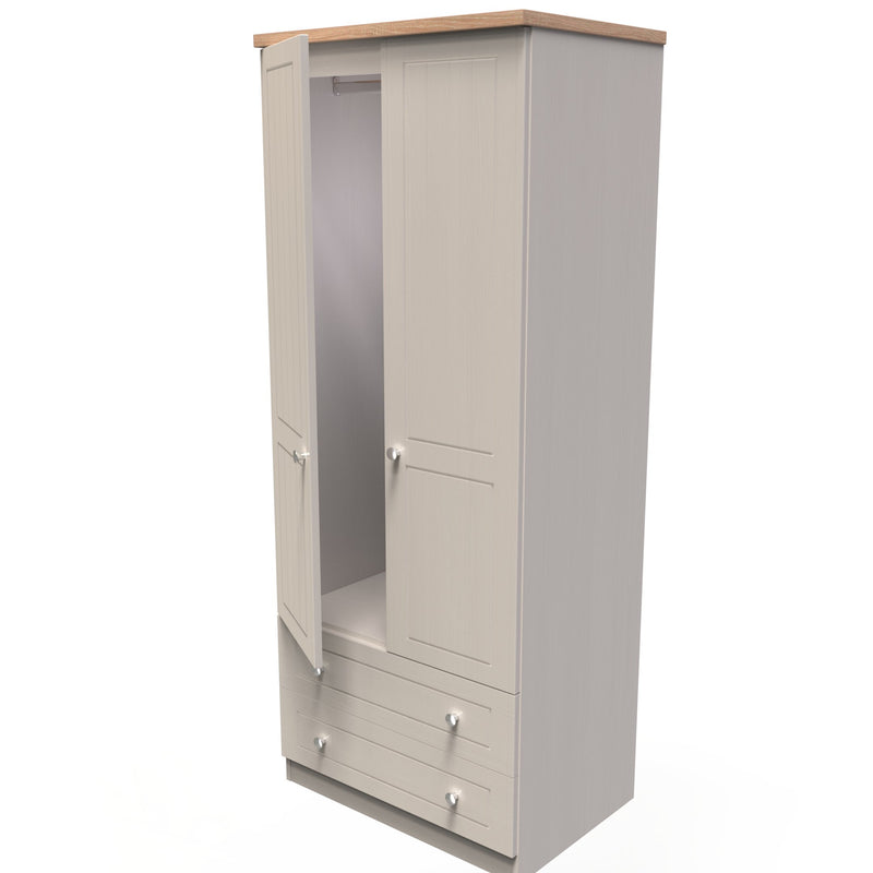 Lynton Ready Assembled 2 Door 2 Drawer Wardrobe In Kashmir Ash & Bardolino Oak
