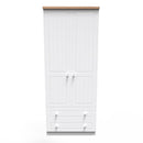 Lynton Ready Assembled 2 Door 2 Drawer Wardrobe In Porcelain Ash & Bardolino Oak