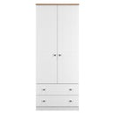 Lynton Ready Assembled 2 Door 2 Drawer Wardrobe In Porcelain Ash & Bardolino Oak
