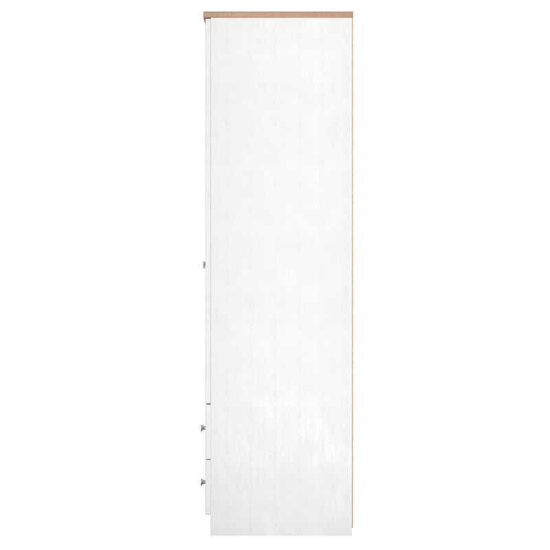 Lynton Ready Assembled 2 Door 2 Drawer Wardrobe In Porcelain Ash & Bardolino Oak