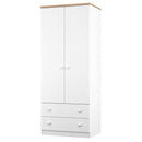 Lynton Ready Assembled 2 Door 2 Drawer Wardrobe In Porcelain Ash & Bardolino Oak