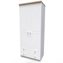 Lynton Ready Assembled 2 Door 2 Drawer Wardrobe In Porcelain Ash & Bardolino Oak