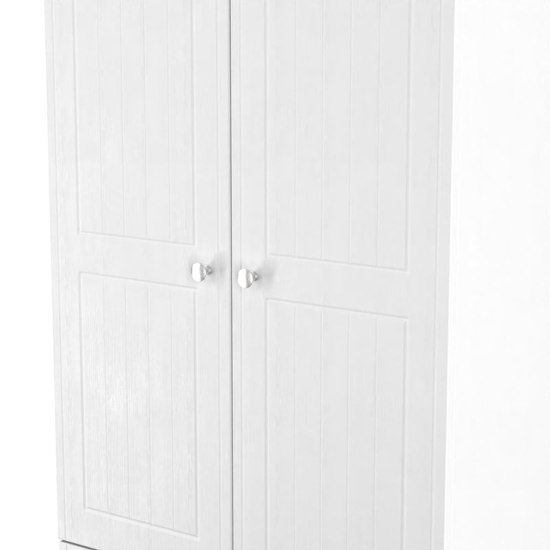 Lynton Ready Assembled 2 Door 2 Drawer Wardrobe In Porcelain Ash & Bardolino Oak