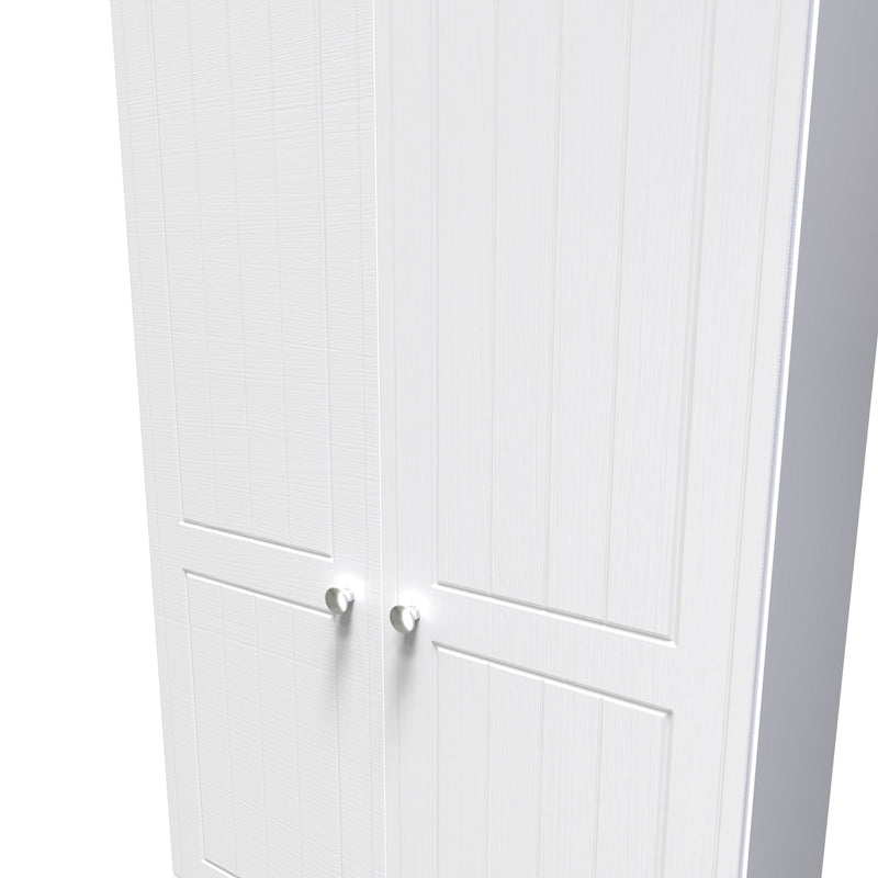 Lynton Ready Assembled 2 Door 2 Drawer Wardrobe In Porcelain Ash & Bardolino Oak