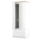 Lynton Ready Assembled 2 Door 2 Drawer Wardrobe In Porcelain Ash & Bardolino Oak