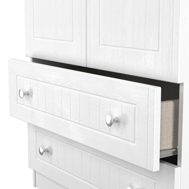 Lynton Ready Assembled 2 Door 2 Drawer Wardrobe In Porcelain Ash & Bardolino Oak