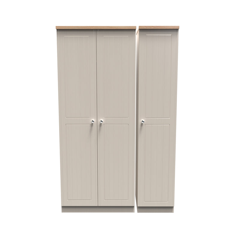 Lynton Ready Assembled Triple Plain Wardrobe In Kashmir Ash & Bardolino Oak