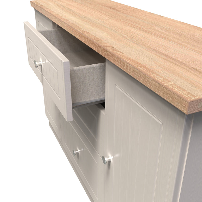 Lynton Ready Assembled 2 Door 3 Drawer Sideboard in Kashmir Ash & Bardolino Oak