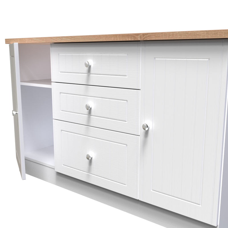 Lynton Ready Assembled 2 Door 3 Drawer Sideboard in Porcelain Ash & Bardolino Oak