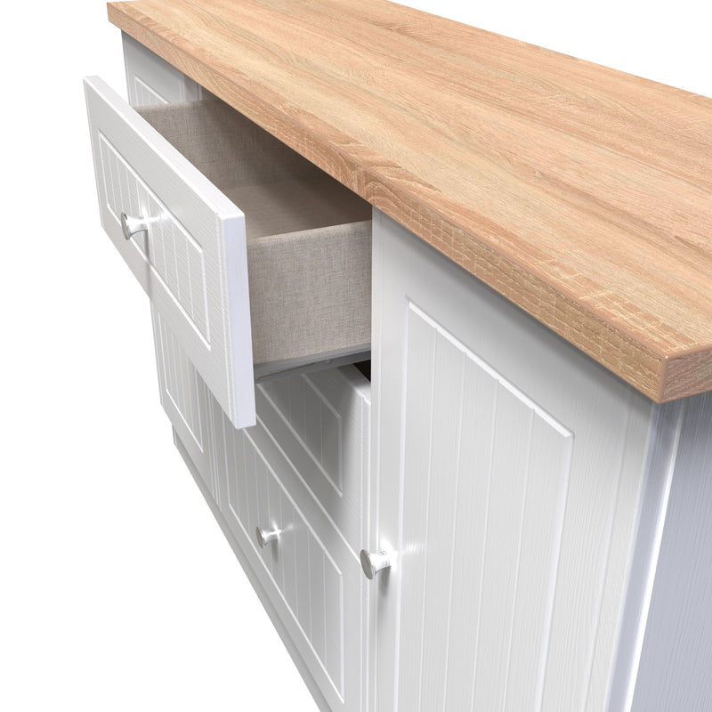 Lynton Ready Assembled 2 Door 3 Drawer Sideboard in Porcelain Ash & Bardolino Oak