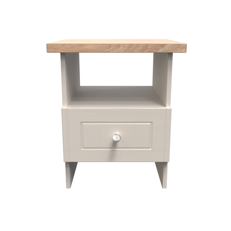 Lynton Ready Assembled Bottom Drawer Lamp Table In Kashmir Ash & Bardolino Oak